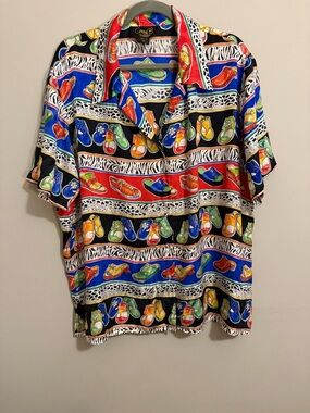 Vintage Shoe Theme Multicolor Printed Hawaiian Shirt 1X